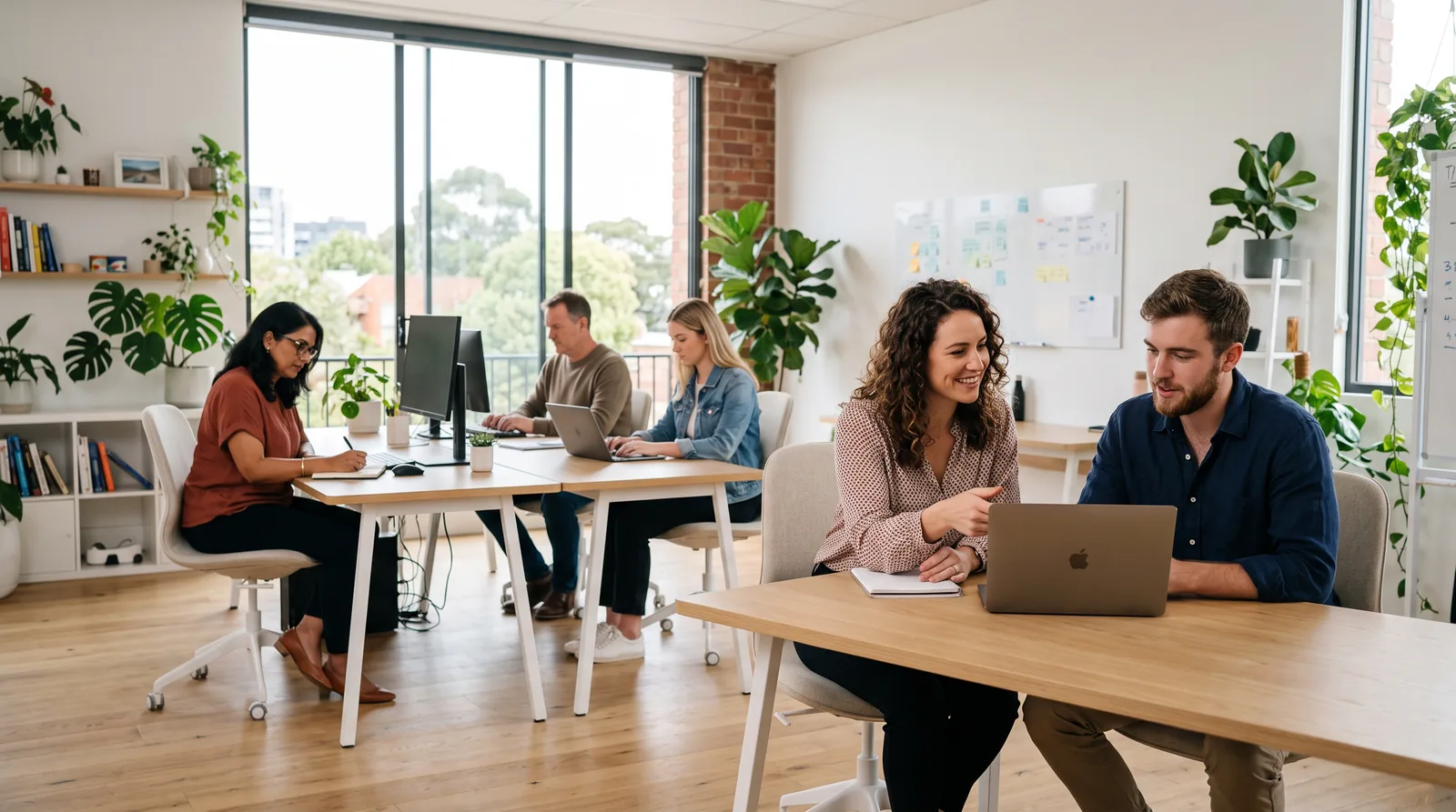 A growing team in an open plan office