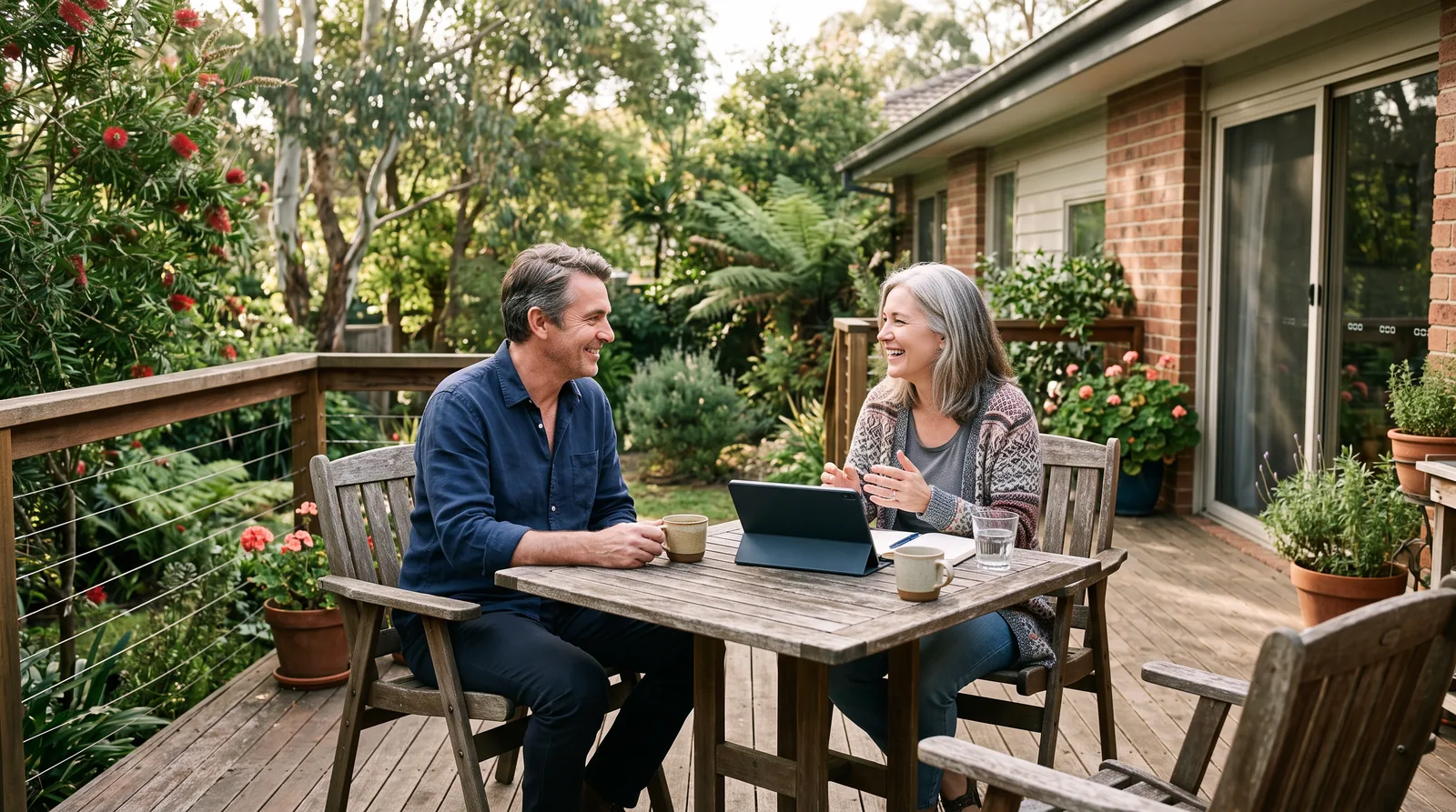 Business owners at home planning the next stage