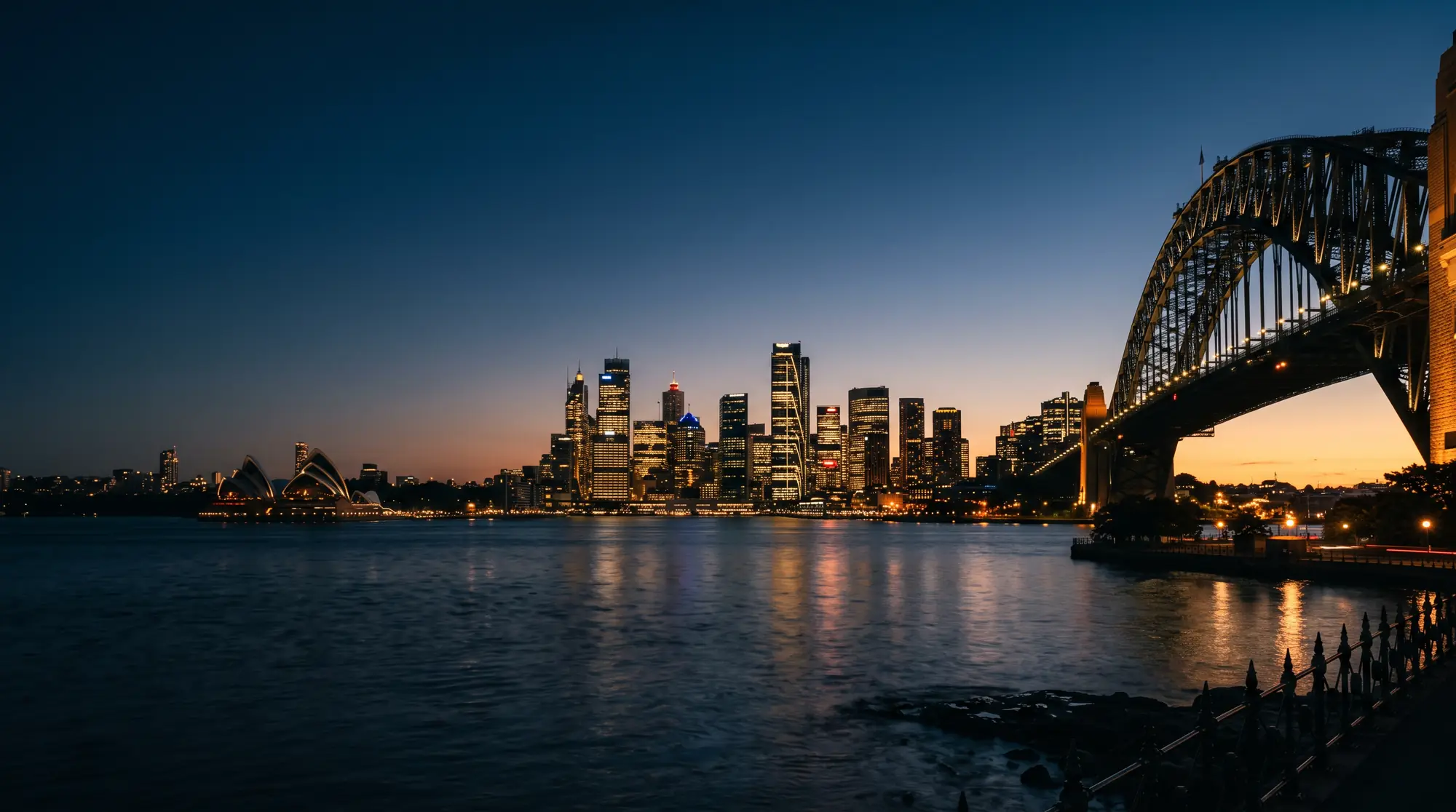 Sydney harbour at dusk